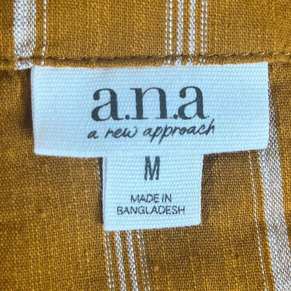 ANA Blouse Womens Medium Orange White Long Sleeves Vneck - Picture 6 of 8